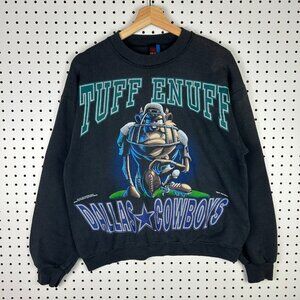 Dallas Cowboys‎ Crewneck Sweatshirt Medium 90s Taz Graphic Tuff Enuff NFL Comic